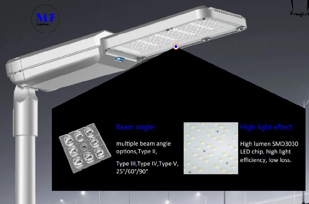 Luz de rua de inundação LED com suporte de controle inteligente 100W 0-10V Dim Die Casting Alumínio à prova d'água IP65 175lm/W 2