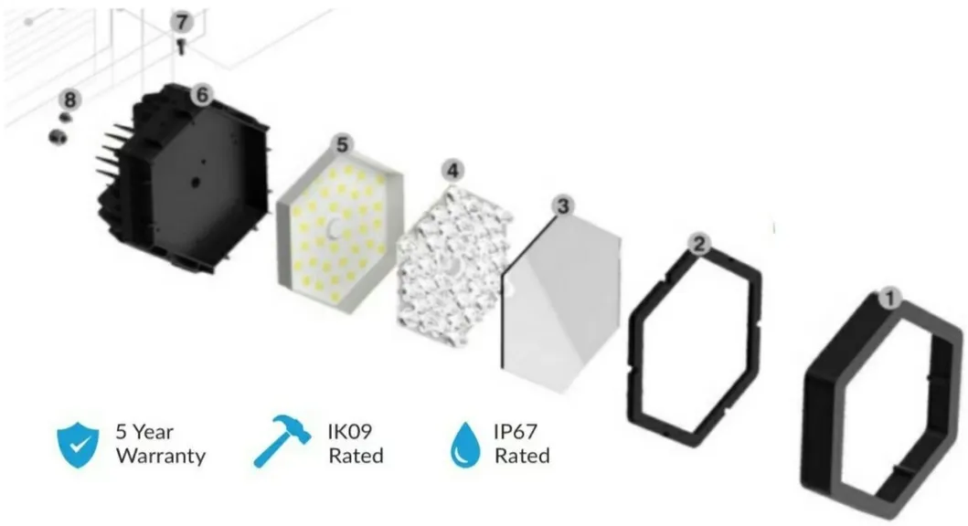 LED Sport Stadium Light Factory C4 High Driver 140lm/W IP67 Ik08 Impermeável ao ar livre 5