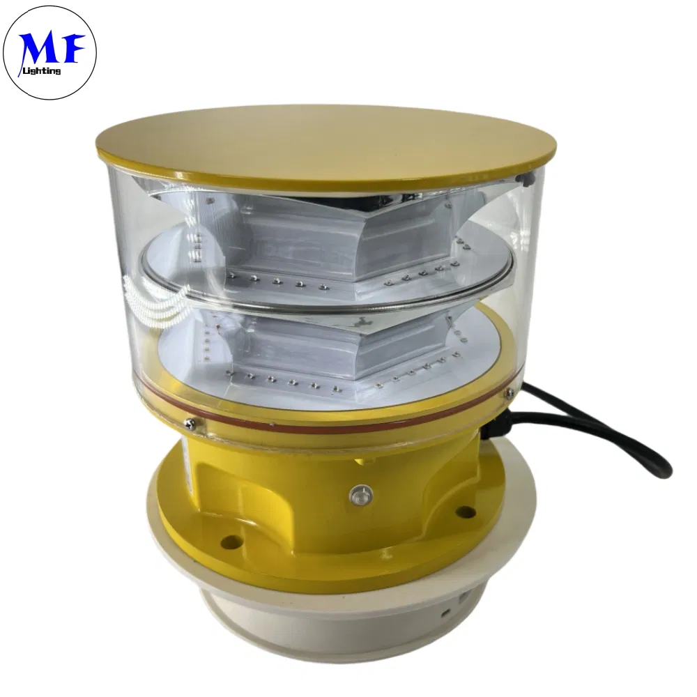 Luz de Obstrução de Aviação LED  Fotocélula Fundição Sob Pressão IP66Telecomunicações Amarelo Gás Petróleo Plataforma Offshore 1