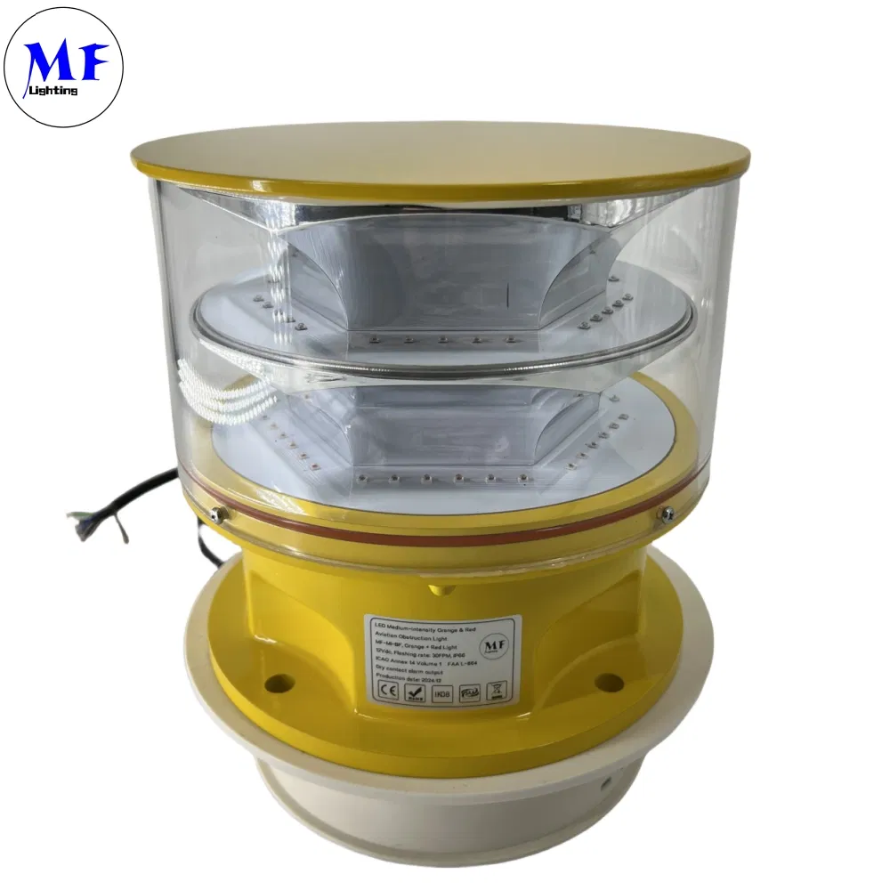 Luz de Obstrução de Aviação LED  Fotocélula Fundição Sob Pressão IP66Telecomunicações Amarelo Gás Petróleo Plataforma Offshore 2