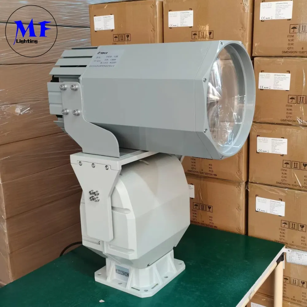LED Spot Search Light 200W 300W IP66 resistente à água aço anticorrosivo 1000m 3000m Navio de mar Navio de barco Lâmpada de busca e resgate remota 10