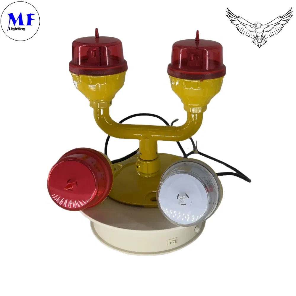 Luz de Obstrução de Aviação LED IP66 Impermeável Vermelho Branco Dupla Cabeça Construída em fotocélula Avião Obstáculo luz de aviso LED de baixa intensidade 1