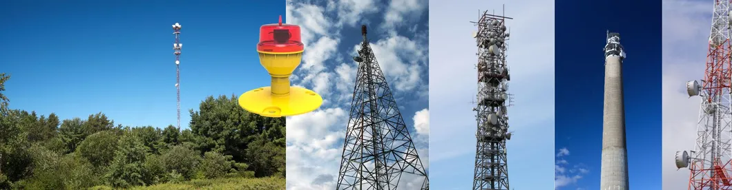 Luz de Obstrução de Aviação LED IP66 Impermeável Vermelho Branco Dupla Cabeça Construída em fotocélula Avião Obstáculo luz de aviso LED de baixa intensidade 10