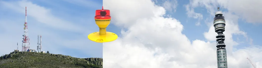 Luz de Obstrução de Aviação LED IP66 Impermeável Vermelho Branco Dupla Cabeça Construída em fotocélula Avião Obstáculo luz de aviso LED de baixa intensidade 9