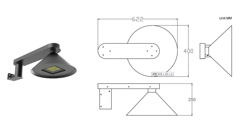 LED Solar Garden Street Light Alu. à prova d'água 130lm/W Ik08 IP66 Ra70 Hemisphere Integrado Caminho de Calçada Estrada Pavimentação Mural pátio 4