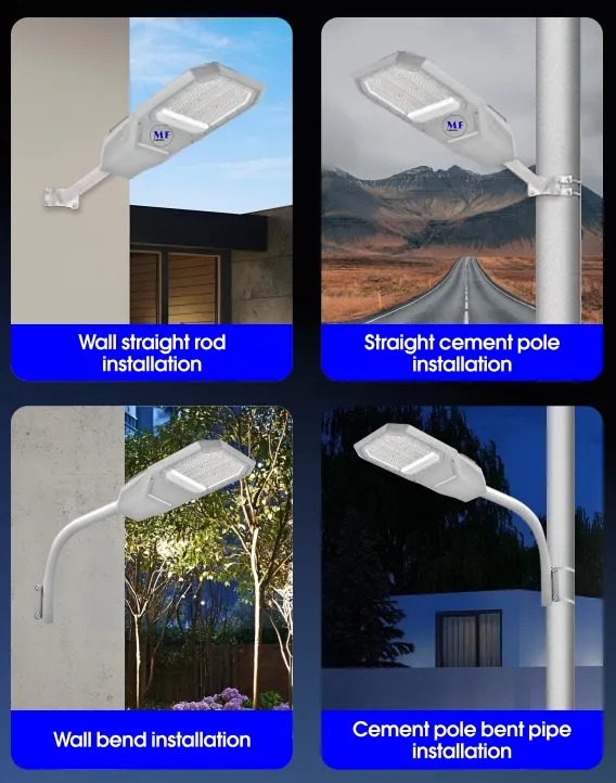 LED Solar Garden Street Wall Light Alumínio à prova d'água 200W IP65 Ik08 Compactado Parque Caminho Calçadas Estrada 9