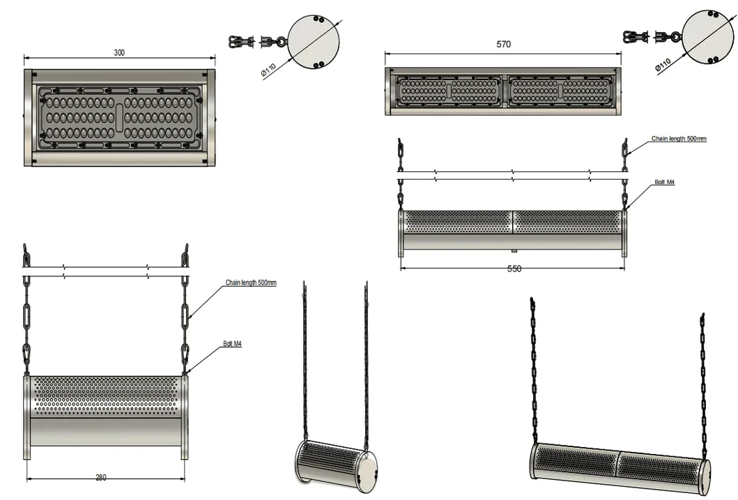 Luz de jardim LED à prova d'água 250W 300W IP66 Ik10 Oficinas de varejo Parque de estacionamento Loja Tecto Pendente Armazém Inundação Highbay 2