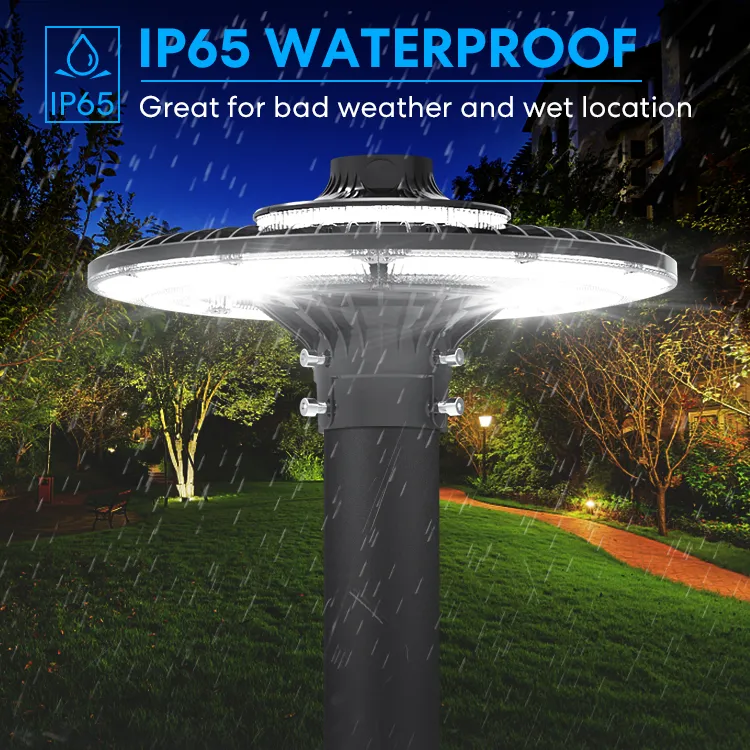 Lâmpada de jardim LED Ajustável 150W IP65 Construída-em à prova d'água 130lm/W Redonda Preto pátio de jardim Parque Yard Post Top 2