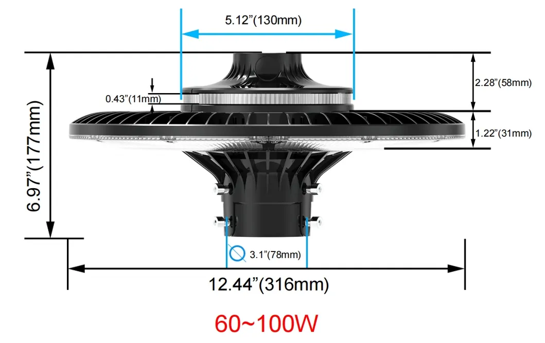 Lâmpada de jardim LED Ajustável 150W IP65 Construída-em à prova d'água 130lm/W Redonda Preto pátio de jardim Parque Yard Post Top 5