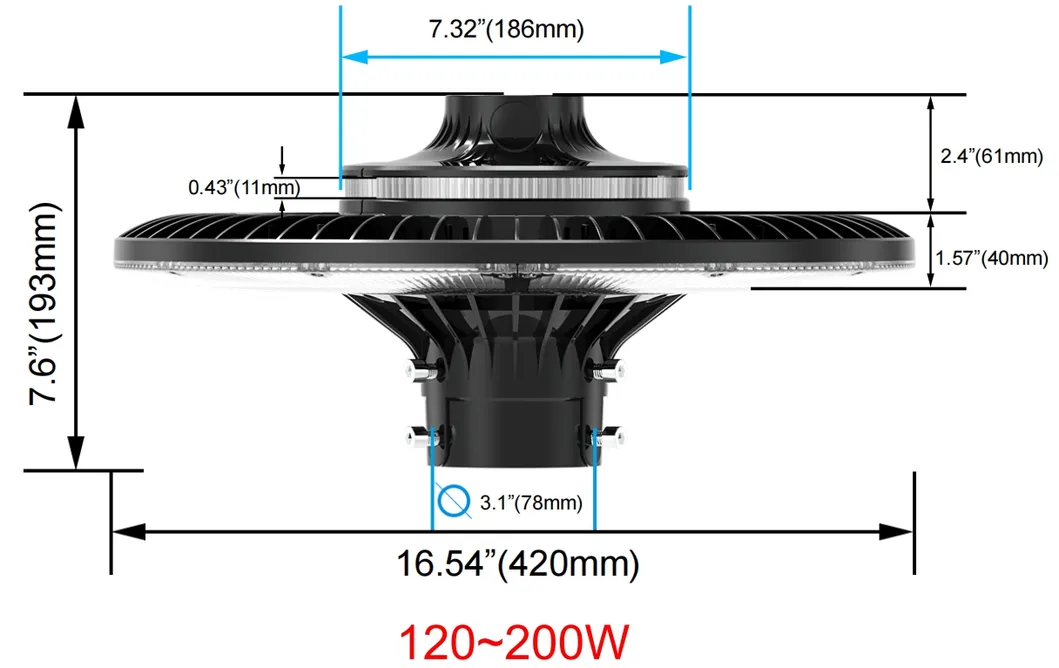 Lâmpada de jardim LED Ajustável 150W IP65 Construída-em à prova d'água 130lm/W Redonda Preto pátio de jardim Parque Yard Post Top 6