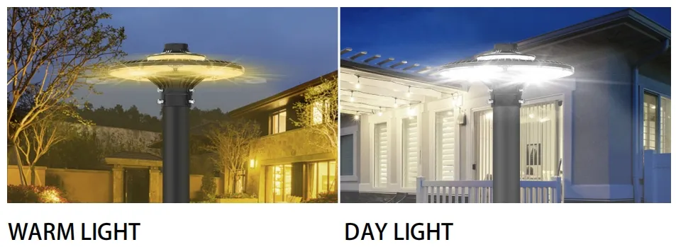 Lâmpada de jardim LED Ajustável 150W IP65 Construída-em à prova d'água 130lm/W Redonda Preto pátio de jardim Parque Yard Post Top 10