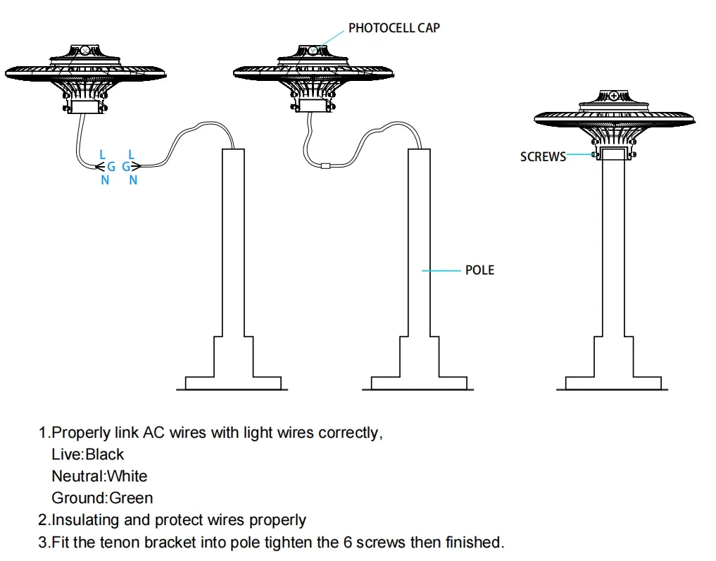 Poste de luz de jardim LED de economia de energia, luz de área, 140lm/W, Smart-Tuning, 200W, para área de descanso de rodovias, complexo esportivo, calçadão à beira-mar 7