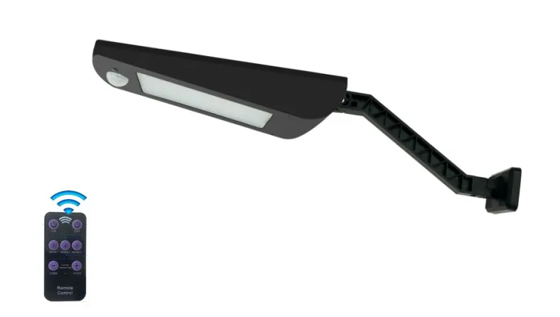 Luz de Parede Solar LED Moderna Nova Inteligente Simples Bateria de Lítio Monocristalina Preta Solar IP66 Impermeável Fundido 1