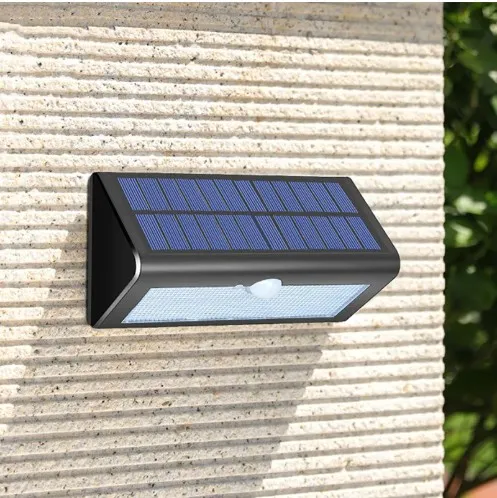 Luz de Parede Solar LED Moderna Nova Inteligente Simples Bateria de Lítio Monocristalina Preta Solar IP66 Impermeável Fundido 3