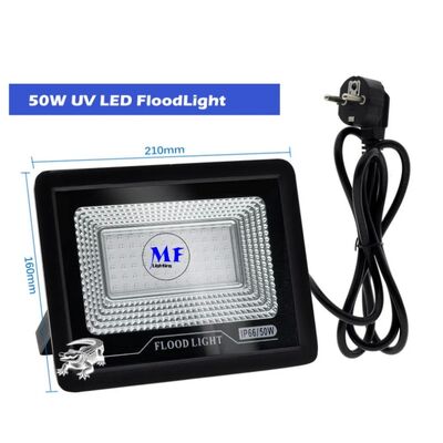 50W/100W/150W 365nm/395nm Aluminum Waterproof Outdoor IP66 Flood Curing Full Spectrum Ultraviolet Adjustable UVA Glow Party Art Installation LED UV Light