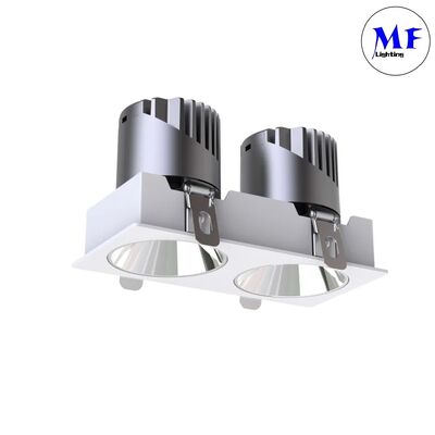 Smart Power Dimmable Triac/0-10V/Dali-2 IP20 IP44 14W/20W/24W/30W/40W CCT Tunable Recessed Square 2 Double Head Downlight Spot Anti Glare LED Down Light