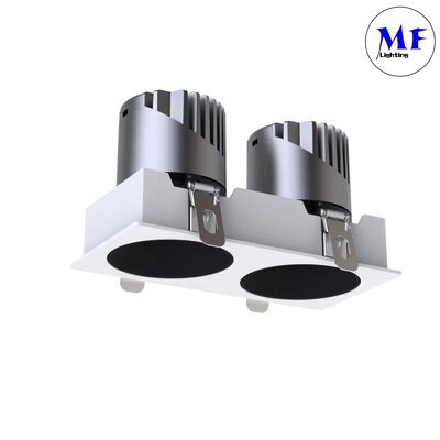 Smart Power Dimmable Triac/0-10V/Dali-2 IP20 IP44 14W/20W/24W/30W/40W CCT Tunable Recessed Square 2 Double Head Downlight Spot Anti Glare LED Down Light