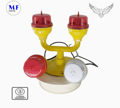 Luz de Obstrução de Aviação LED IP66 Impermeável Vermelho Branco Dupla Cabeça Construída em fotocélula Avião Obstáculo luz de aviso LED de baixa intensidade