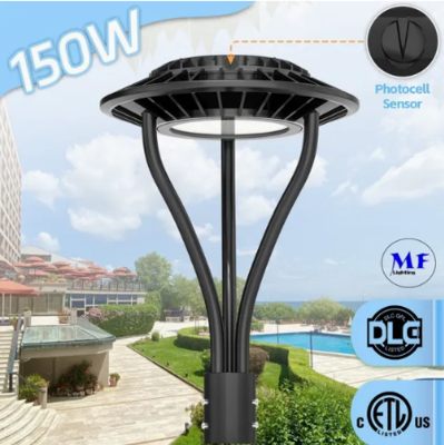 Luz de Jardim LED Ajustável Anti-Umidade IP65 150W Impermeável 140lm/W Preto Fada Gramado Pátio Poste Superior