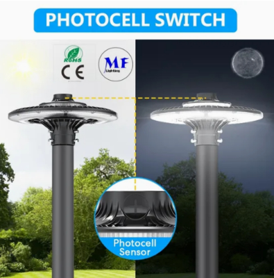 Lâmpada de jardim LED Ajustável 150W IP65 Construída-em à prova d'água 130lm/W Redonda Preto pátio de jardim Parque Yard Post Top