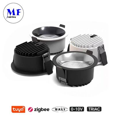 Luz de Teto LED Embutida 10W 160lm/W Triac /0-10V/Dali-2 Dimmable CRI9 Ângulo de Feixe Largo 120° Luz de Teto LED Embutida Anti-reflexo de 8 polegadas/10 polegadas para Espaços Comerciais