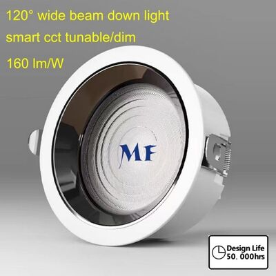 LED Down Light Redondo SMD 120 Graus Largo 140lm/W 160lm/W IP44 Ik07 50W 60W 70W 80W 100W Dali Tuya Zigbee Preto Branco