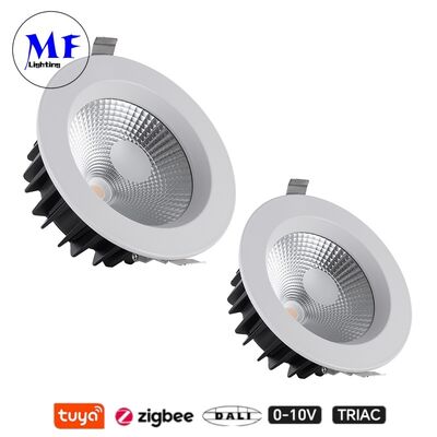 35W 100lm/W LED Spot Down Light Anti-Glare CCT ajustável CRI90 Triac /0-10V/Dali-2/Tuya Zigbee Ângulo de feixe apagável 60° COB recuado para locais comerciais e residenciais