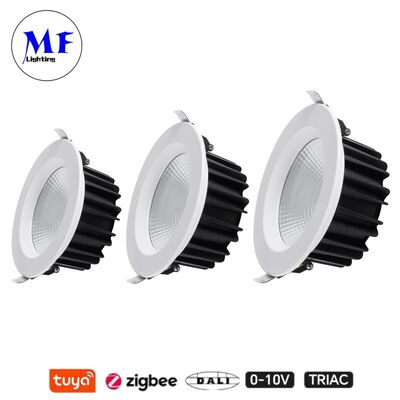 7W 100lm/W LED Spot Down Light CCT ajustável CRI90 Triac /0-10V/Dali-2/Tuya Zigbee Ângulo de feixe atenuável de 60° COB anti-reflexão recuado para locais comerciais e residenciais