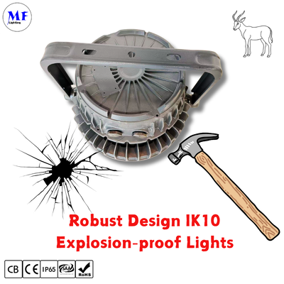 ATEX LED Highbay Light UFO à prova de explosão Zona 1 Zona 2 Dim 200W 300W 400W IP66 Ik10 siderurgia Centrais Elétricas Álcool Óleo Gás Industrial